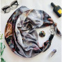 Дизайнерська шовкова хустка My Scarf "Срібна перлина" 90 на 90 см прикрашений  натуральним агатом