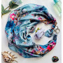 Дизайнерська шовкова хустка My Scarf "Блакитний сад" 90 на 90 см прикрашений  натуральним солідатом
