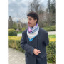 Дизайнерська шовкова хустка My Scarf "Блакитна гортензія" на 90 см з каменем аметист
