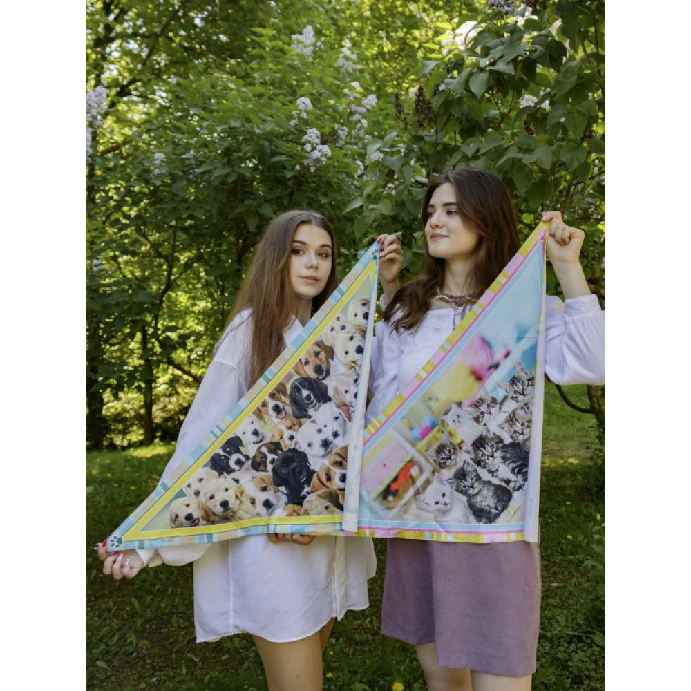 Косинка дизайнерська "Маленькі собачки " від My Scarf принт 3D