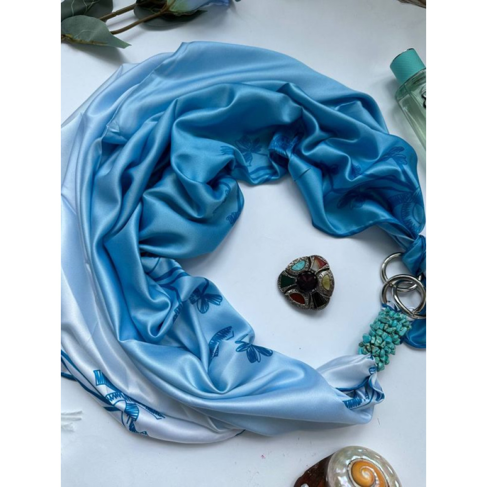 Дизайнерська хустка "Блакитні хмари" від бренду My Scarf, Преміум колекція
