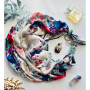 Дизайнерська шовкова хустка My Scarf "Весняний сад" 90 на 90 см  з каменем амазоніт