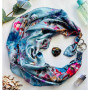 Дизайнерська шовкова хустка My Scarf "Блакитний сад" 90 на 90 см прикрашений  натуральним солідатом