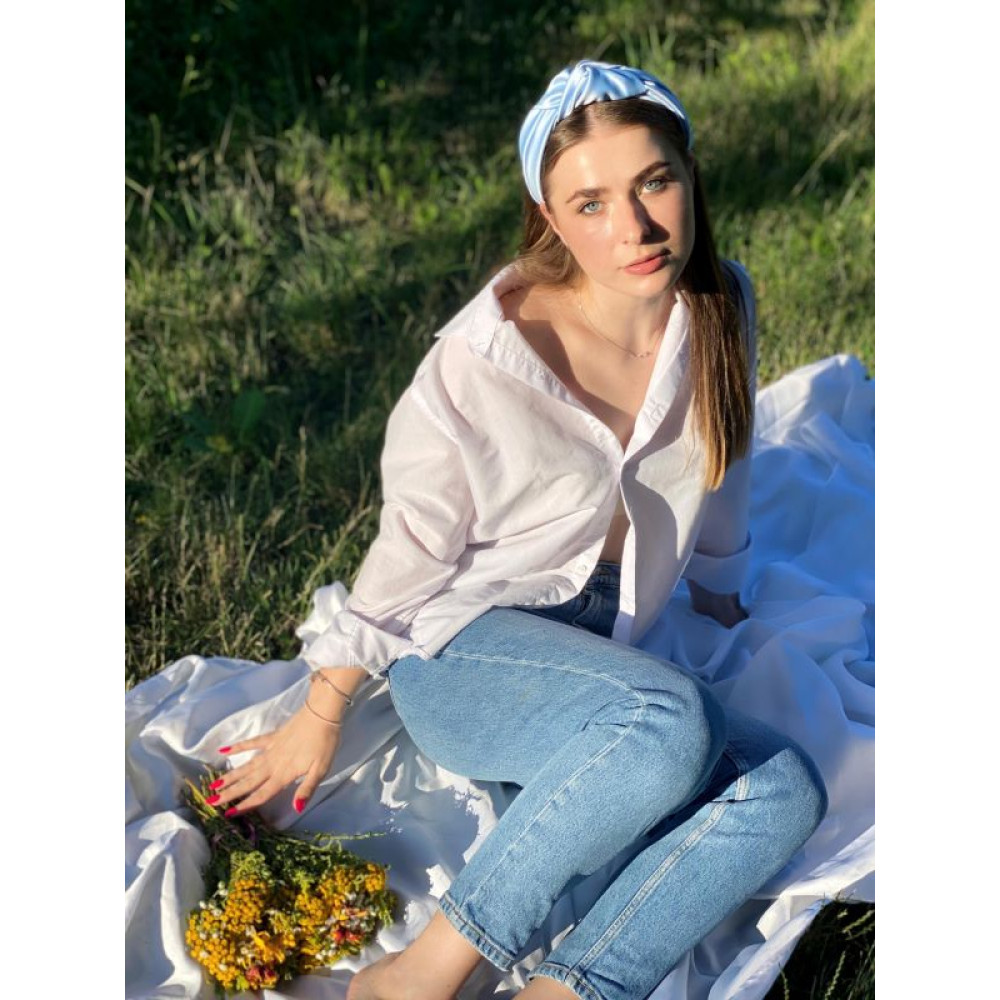 Блакитний атласний обруч від MyScarf