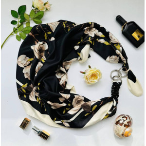 Дизайнерська хустка "Нічний сад" від бренду My Scarf, натуральне каміння агат