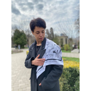 Дизайнерська косинка "Перелітні птахи" My Scarf,  70 см на 70 см на 100 см