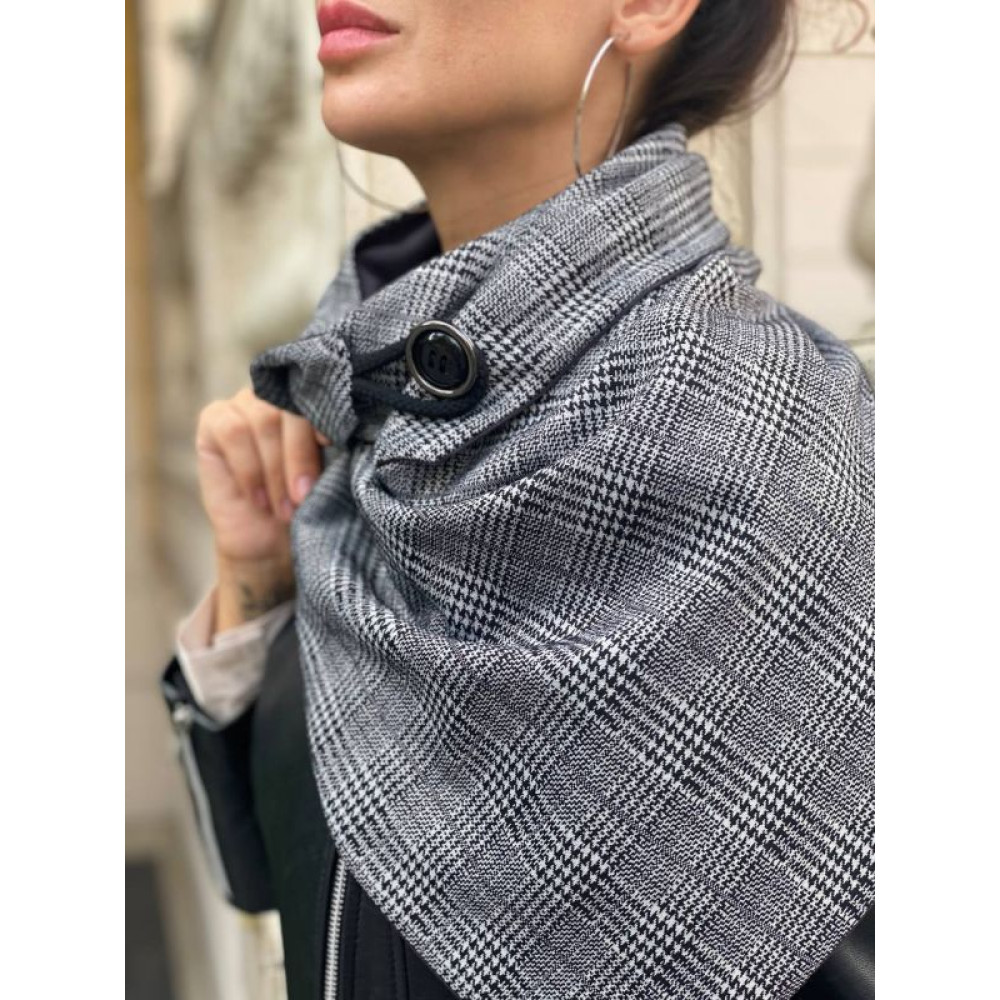 Шарф унісекс My Scarf двосторонній , клітинка сірий кежуал віскоза, трикотаж