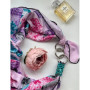 Дизайнерська шовкова хустка My Scarf "Рожевий десерт" 90 на 90 см, оздоблена камінням бірюза