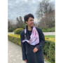 Дизайнерська шовкова хустка My Scarf "Рожева троянда" на 90 см з каменем гранат
