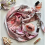 Дизайнерська шовкова хустка My Scarf "Рожева троянда" 90 на 90 см  з каменем гранат