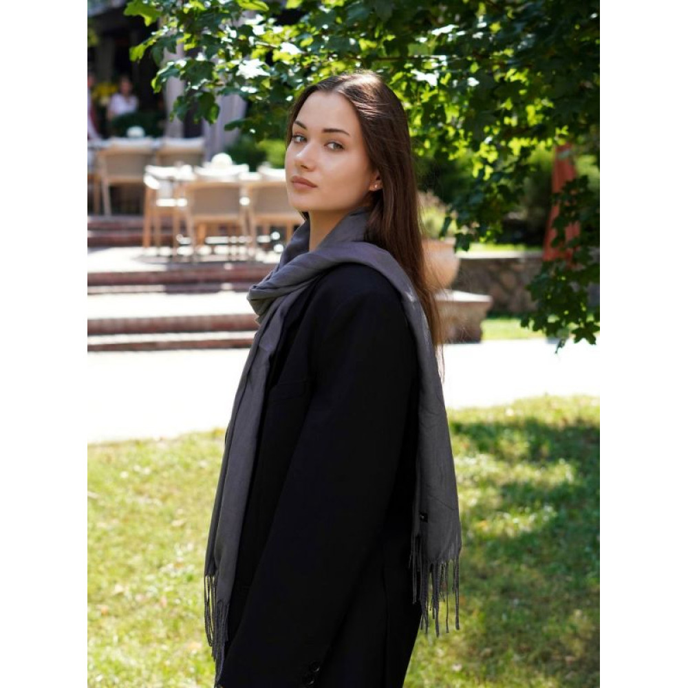 Жіночий сірий шарф великий котоновий шарф "Мілан" від My scarf 180 на 60 см