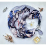 Дизайнерська шовкова хустка My Scarf "Блакитна квітка" на 90 см з каменем бірюза