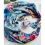 Дизайнерська шовкова хустка My Scarf "Блакитний сад" 90 на 90 см прикрашений  натуральним солідатом