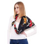 Дизайнерська шовкова хустка My Scarf "Квіти кохання" 90 на 90 см прикрашений  натуральним родонітом