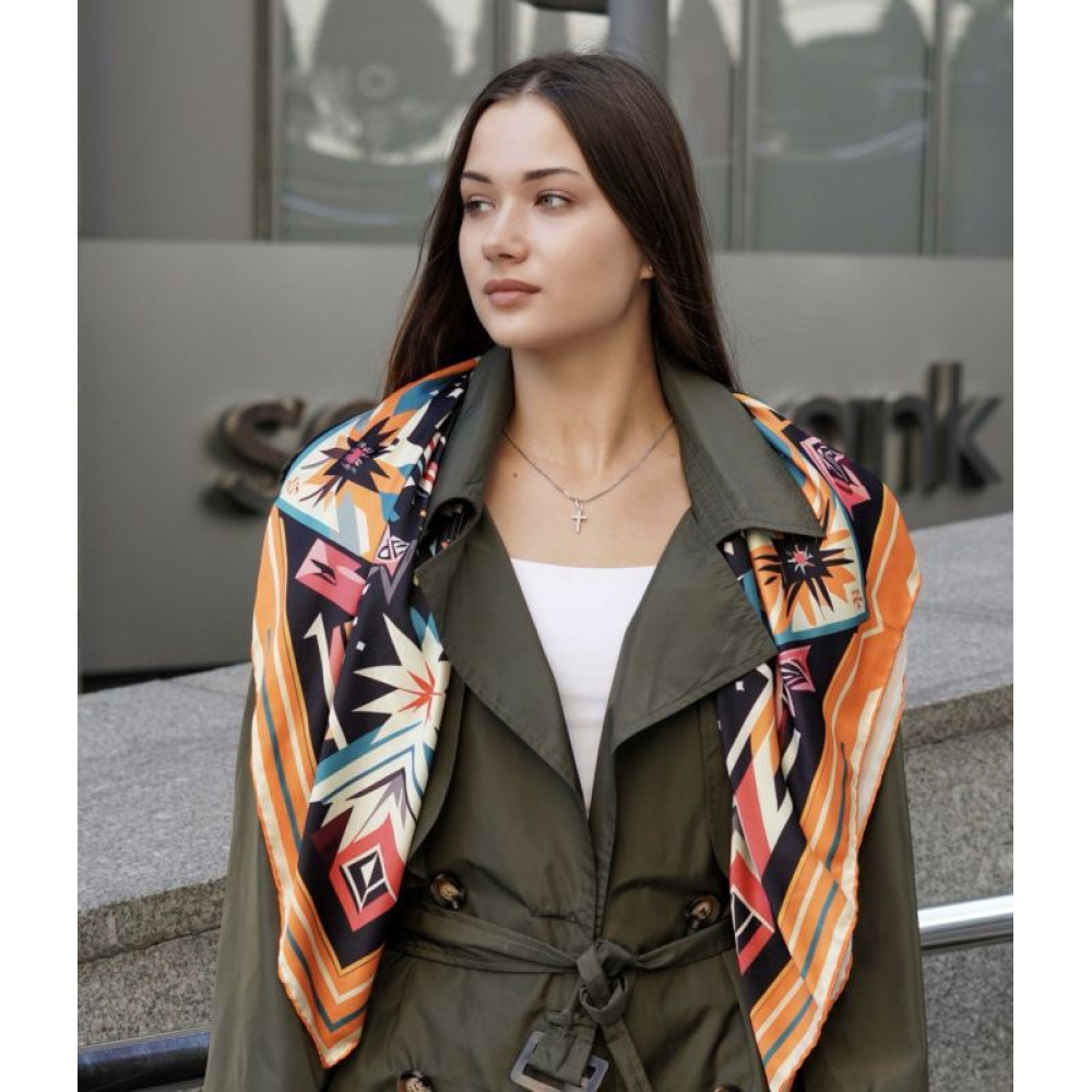 Велика дизайнерська хустка My Scarf "Карпатська зірка" 90 9 см золото