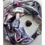 Дизайнерська шовкова хустка My Scarf "Блакитна троянда" 90 на 90 см  з каменем аметист