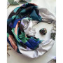 Дизайнерська шовкова хустка My Scarf "Блакитний океан" 90 на 90 см прикрашений  натуральною бірюзою
