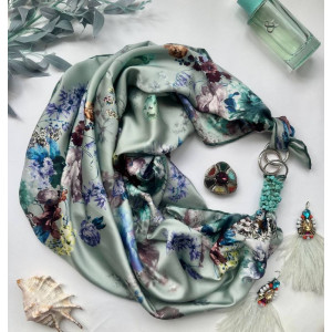 Дизайнерська хустка "Вечеря у Тіффані" від бренда my scarf, прикрашена натуральним каменем