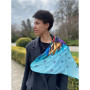 Дизайнерська шовкова хустка My Scarf "Сніданок у Тіфані" 90 на 90 см  з каменем бірюза