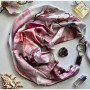 Дизайнерська шовкова хустка My Scarf "Рожева троянда" 90 на 90 см  з каменем гранат