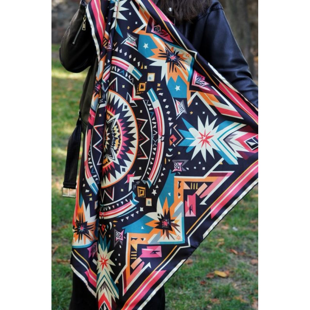 Велика дизайнерська хустка My Scarf "Косові мотиви" 90 на 90 см