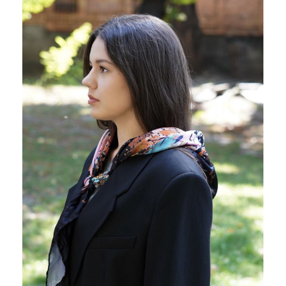 Дизайнерська хустка  шовкова My Scarf "Різнобарвна галактика", 90 на 90 см
