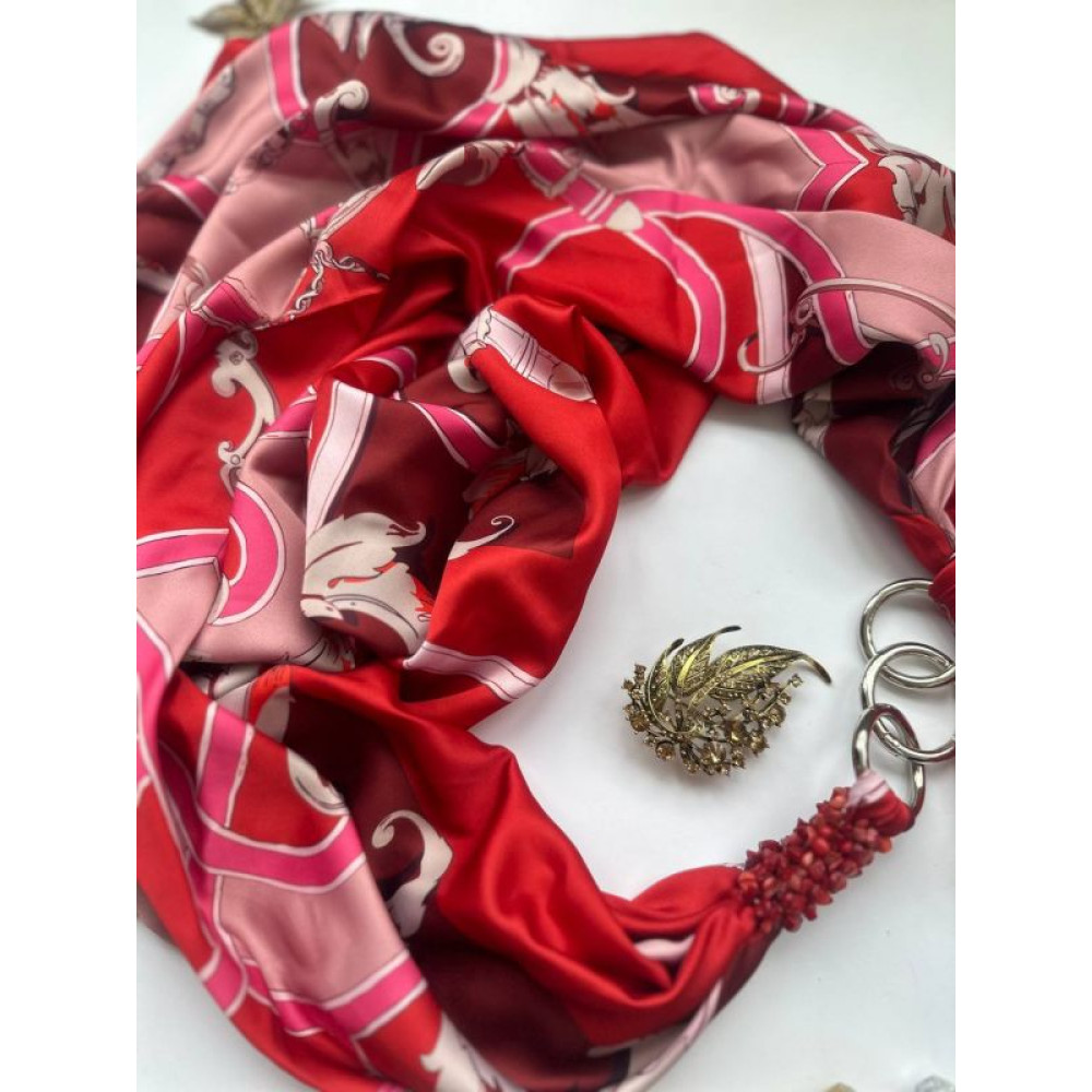 Дизайнерська хустка My Scarf "Серце красуні" прикрашена коралом