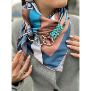 Дизайнерська шовкова хустка My Scarf «ГЕОМЕТРІЯ КОХАННЯ» 90 на 90 см, прикрашена камінням
