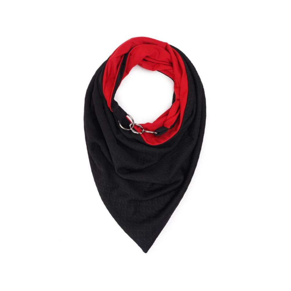 Шарф My Scarf двосторонній чорно-червоний , трикотаж, орігінальна застібка на металеві кільця