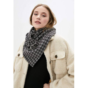 Теплий жіночий вовняний шарф My Scarf, сірий на металевих кільцях "Единбург"