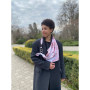 Дизайнерська шовкова хустка My Scarf "Рожева троянда" на 90 см з каменем гранат