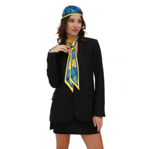 Комплект твіллі + косинка Квіти України жовто-синій від Myscarf