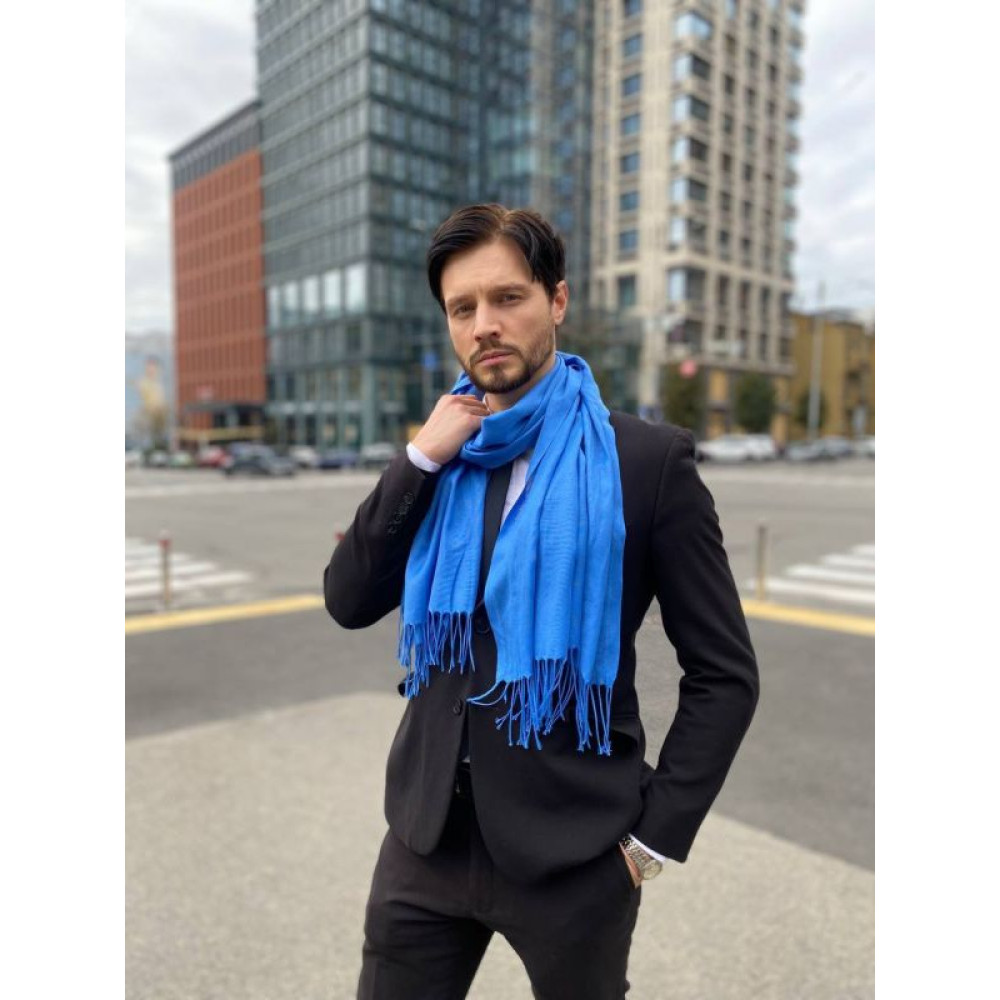 Чоловічий синій шарф великий чоловічий котоновий шарф "Мілан" від My scarf 180 на 60 см