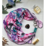 Дизайнерська шовкова хустка My Scarf "Рожевий десерт" 90 на 90 см, оздоблена камінням бірюза