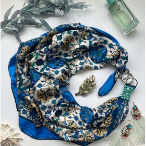 Дизайнерська хустка "Загадкова Касобланка" від бренда My Scarf, прикрашена натуральним каменем бірюза
