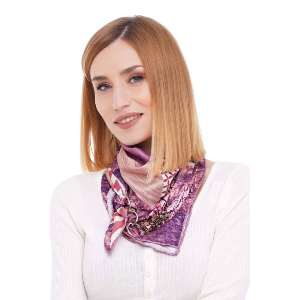 Дизайнерська шовкова хустка My Scarf "Сапфіровий блиск" 90 на 90 см  з каменем содаліт