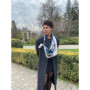 Дизайнерська шовкова хустка My Scarf "Бірюзовий риф" на 90 см з каменем амазоніт