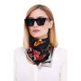 Дизайнерська шовкова хустка My Scarf "Квіткова галактика" 90 на 90 см прикрашений  натуральним родонітом