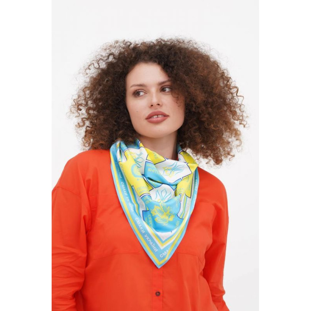 Дизайнерська хустка "Смаки Україні" жовто-блакитна від бренда My Scarf