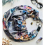 Дизайнерська шовкова хустка My Scarf "Срібна казка" 90 на 90 см з натуральним сніжним обсидіаном