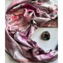 Дизайнерська шовкова хустка My Scarf "Рожева троянда" 90 на 90 см  з каменем гранат