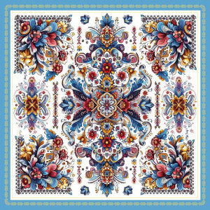 Дизайнерська шовкова хустка My Scarf "Квіти кохання " 70 на 70 см