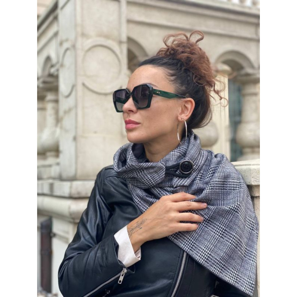 Шарф унісекс My Scarf двосторонній, карта сірий кежуал віскоза, трикотаж у дрібну карту