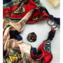 Дизайнерська шовкова хустка My Scarf "Червона елегія" 90 на 90 см, оздоблена камінням
