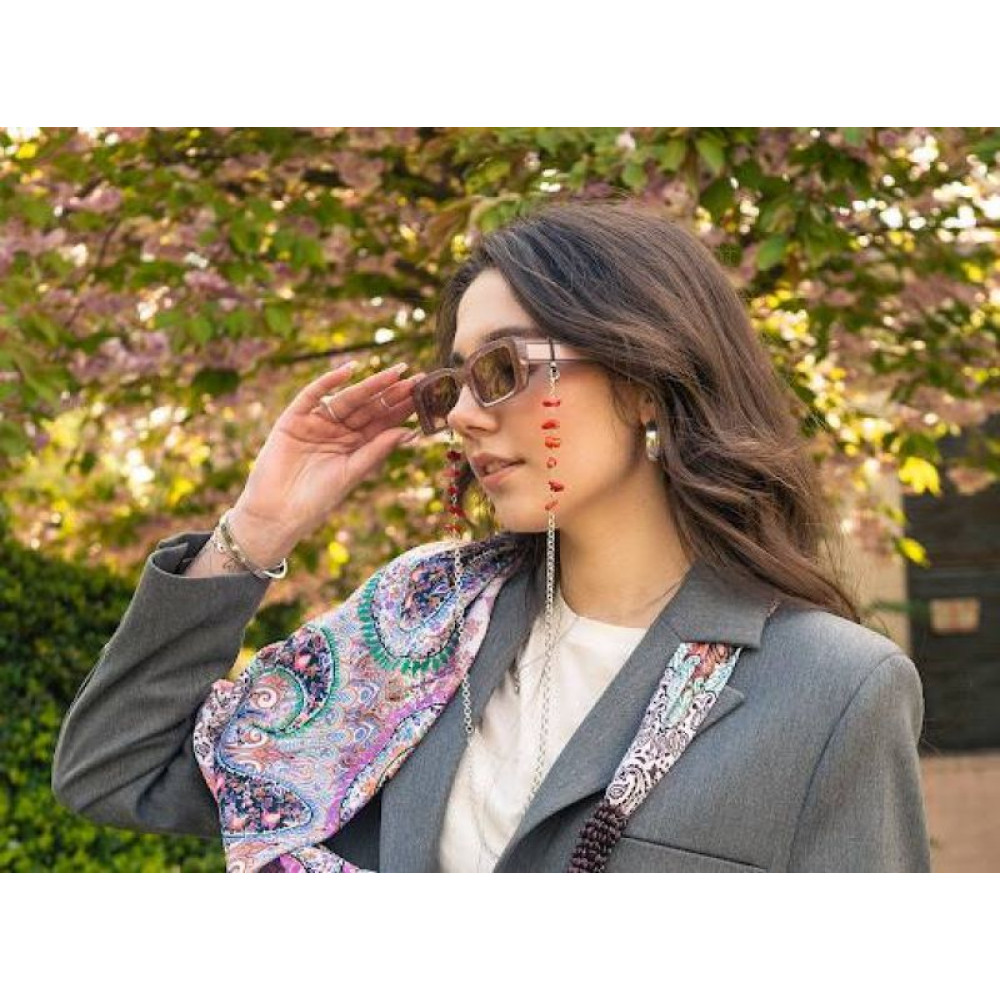 Дизайнерська хустка  від бренда My Scarf, подарунок жінці, прикрашений натуральним аметистом