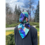 Дизайнерська шовкова хустка My Scarf "Блакитна квітка" на 90 см з каменем бірюза