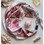 Дизайнерська шовкова хустка My Scarf "Рожева троянда" на 90 см з каменем гранат