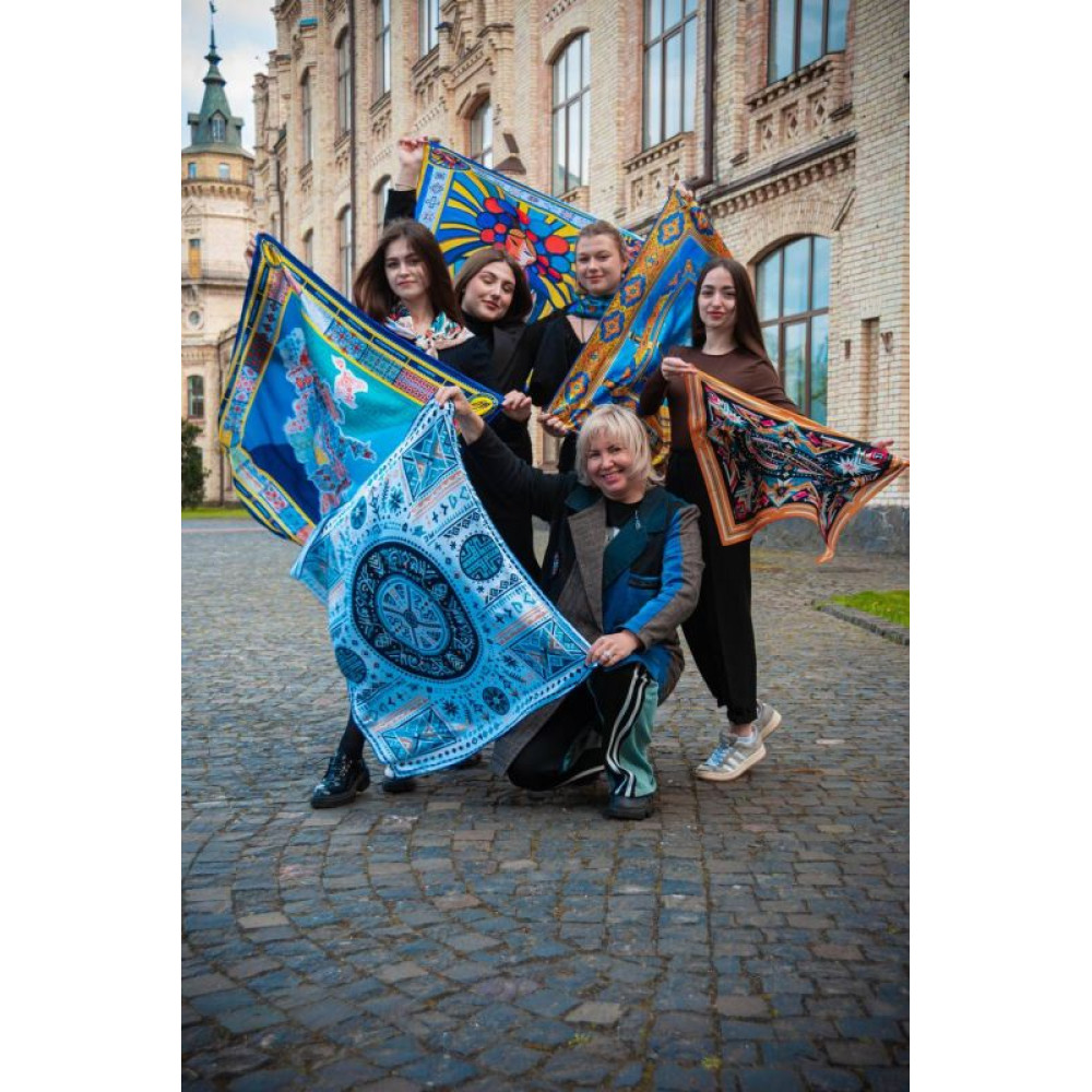 Велика дизайнерська хустка My Scarf "Круговорот життя 90 на 90 см