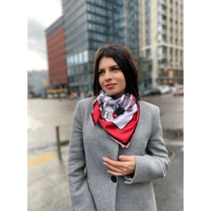 Дизайнерська шовкова хустка My Scarf «Червоне  то любов» 90 на 90 см, прикрашена камінням