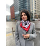 Дизайнерська шовкова хустка My Scarf «Червоне  то любов» 90 на 90 см, прикрашена камінням